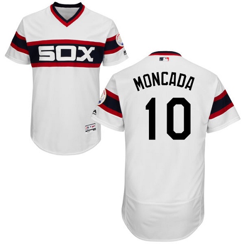 Chicago White Sox #10 Yoan Moncada White Flexbase Authentic Collection Alternate Home Stitched Jersey Men's