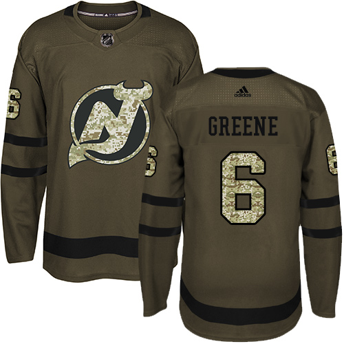 Adidas New Jersey Devils #6 Andy Greene Green Salute to Service Stitched Jersey Men's
