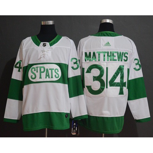 Adidas Maple Toronto Maple Leafs #34 Auston Matthews White Authentic St. Pats Stitched Jersey Men's