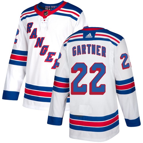 Adidas New York Rangers #22 Mike Gartner White Away Authentic Stitched Jersey Men's