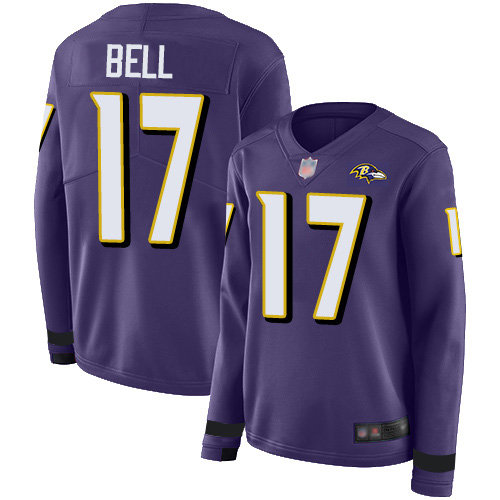 Baltimore Ravens #17 Le'Veon Bell Purple Team Color Women's Stitched Limited Therma Long Sleeve Jersey Womens
