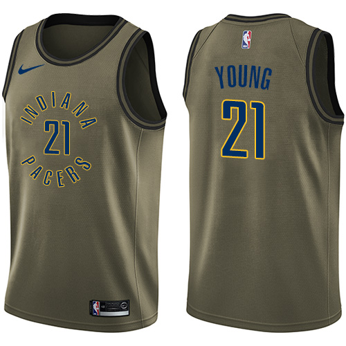 Indiana Pacers #21 Thaddeus Young Green Salute to Service Youth Swingman Jersey Youth
