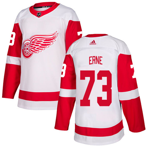 Adidas Detroit Red Wings #73 Adam Erne White Road Authentic Stitched Jersey Men's