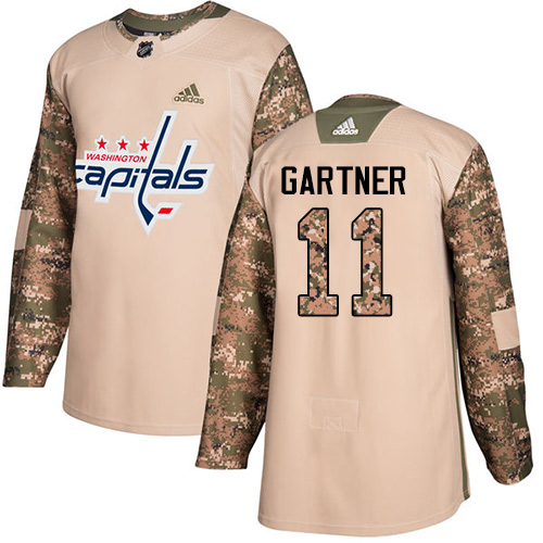 Adidas Washington Capitals #11 Mike Gartner Camo Authentic 2017 Veterans Day Stitched Jersey Men's