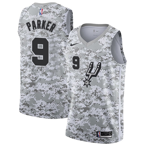 San Antonio Spurs #9 Tony Parker White Camo Swingman Earned Edition Jersey Mens