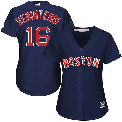Boston Red Sox #16 Andrew Benintendi Navy Blue Alternate Women's Stitched Jersey Womens