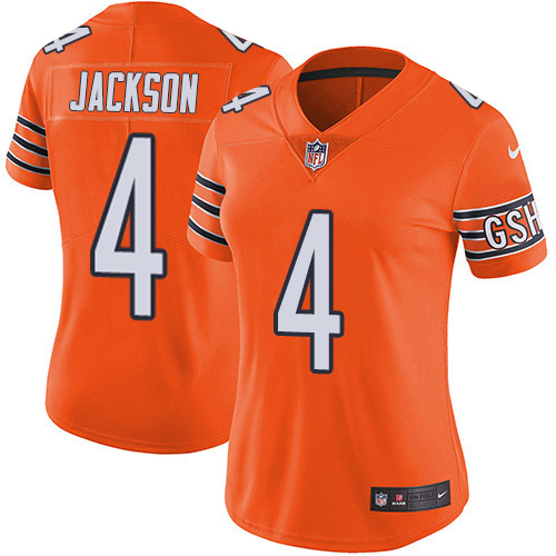 Bears #4 Eddie Jackson Orange Women's Stitched Limited Rush Jersey