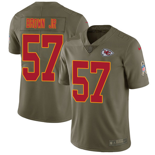Kansas City Chiefs #57 Orlando Brown Jr. Olive Men's Stitched Limited 2017 Salute To Service Jersey Men's