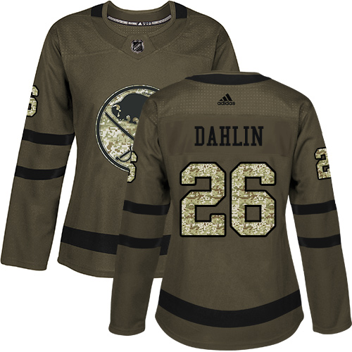 Adidas Buffalo Sabres #26 Rasmus Dahlin Green Salute to Service Women's Stitched Jersey Womens