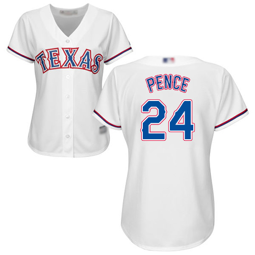 Texas Rangers #24 Hunter Pence White Home Women's Stitched Jersey Womens