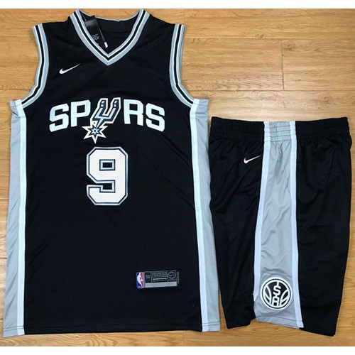 San Antonio Spurs #9 Tony Parker Black A Set Swingman Icon Edition Jersey Mens