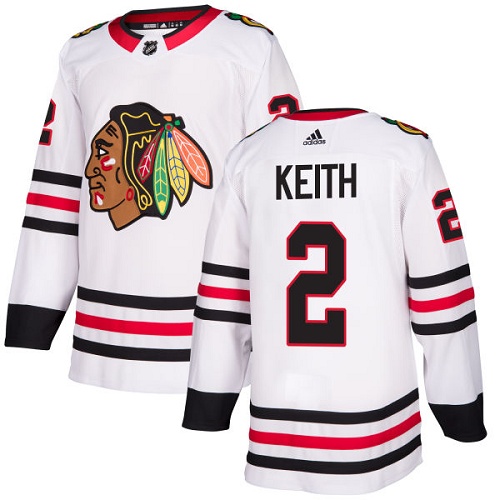 Adidas Chicago Blackhawks #2 Duncan Keith White Road Authentic Stitched Youth Jersey Youth