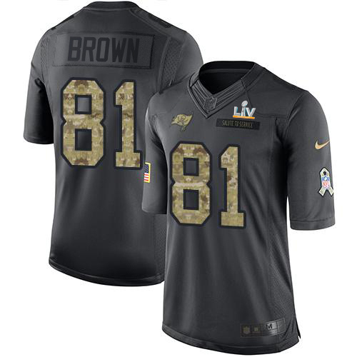 Tampa Bay Buccaneers #81 Antonio Brown Black Youth Super Bowl LV Bound Stitched Limited 2016 Salute to Service Jersey Youth
