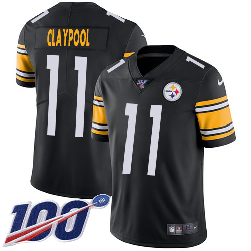 Pittsburgh Steelers #11 Chase Claypool Black Team Color Men's Stitched 100th Season Vapor Untouchable Limited Jersey Men's