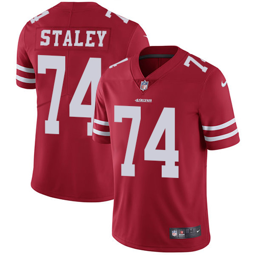 San Francisco 49ers #74 Joe Staley Red Team Color Men's Stitched Vapor Untouchable Limited Jersey Men's