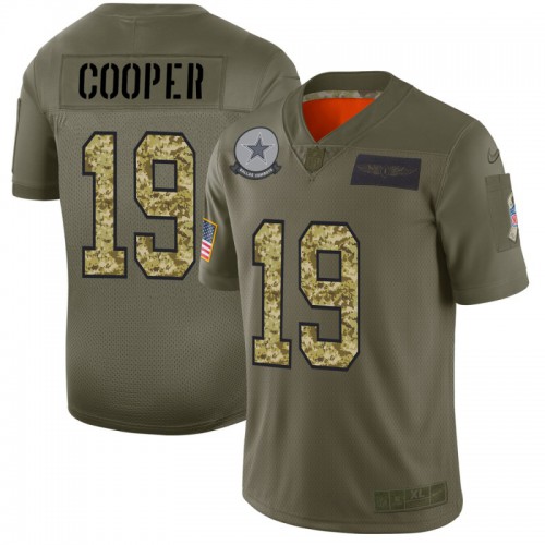 Dallas Dallas Cowboys #19 Amari Cooper Men's 2019 Olive Camo Salute To Service Limited Jersey Men's