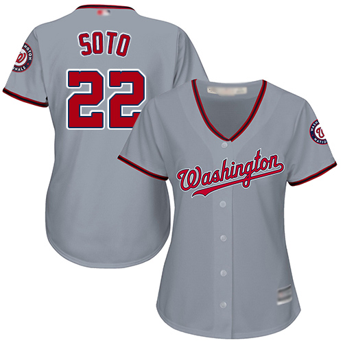 Washington Nationals #22 Juan Soto Grey Road Women's Stitched Jersey Womens