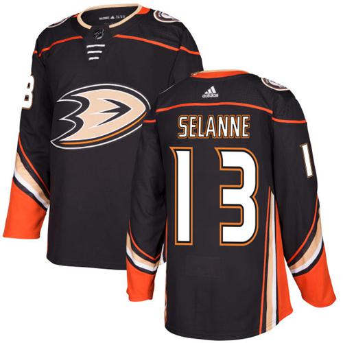 Adidas Anaheim Ducks #13 Teemu Selanne Black Home Authentic Stitched Jersey Men's