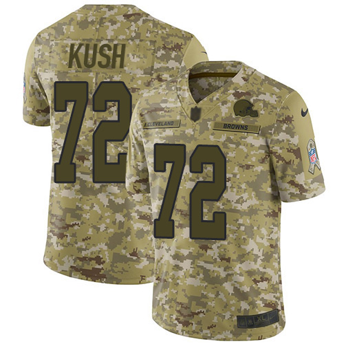 Cleveland Browns #72 Eric Kush Camo Men's Stitched Limited 2018 Salute To Service Jersey Men's