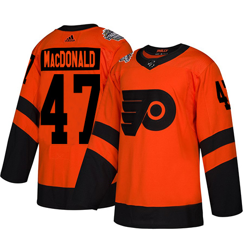 Adidas Philadelphia Flyers #47 Andrew MacDonald Orange Authentic 2019 Stadium Series Women's Stitched Jersey Womens