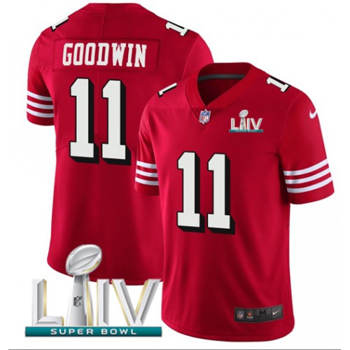 San Francisco 49ers #11 Marquise Goodwin Red Super Bowl LIV 2020 Team Color Men's Stitched Vapor Untouchable Limited II Jersey Men's