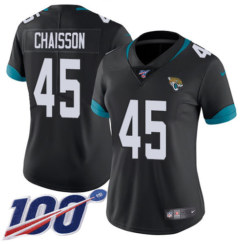 Jacksonville Jaguars #45 K'Lavon Chaisson Black Team Color Women's Stitched 100th Season Vapor Untouchable Limited Jersey Womens
