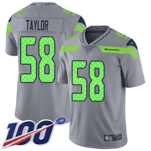 Seattle Seahawks #58 Darrell Taylor Gray Men's Stitched Limited Inverted Legend 100th Season Jersey Men's