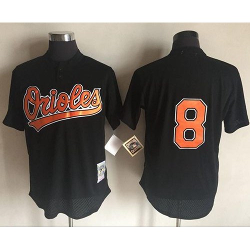Mitchell And Ness 1997 Baltimore Orioles #8 Cal Ripken Black Throwback Stitched Jersey Men's