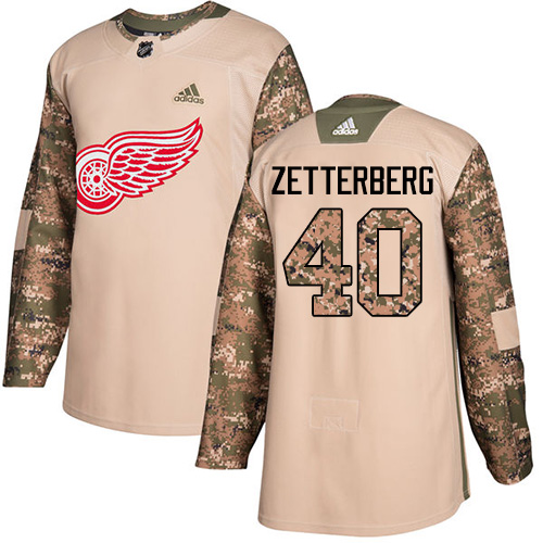 Adidas Detroit Red Wings #40 Henrik Zetterberg Camo Authentic 2017 Veterans Day Stitched Jersey Men's