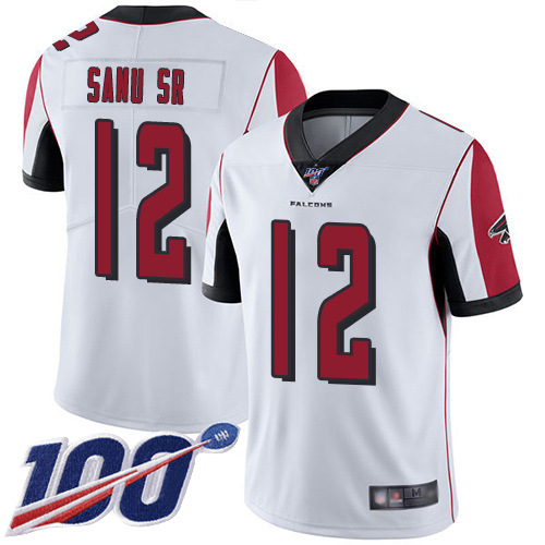 Atlanta Falcons #12 Mohamed Sanu Sr White Men's Stitched 100th Season Vapor Limited Jersey Men's
