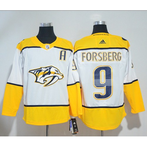 Adidas Nashville Predators #9 Filip Forsberg White Road Authentic Stitched Jersey Men's