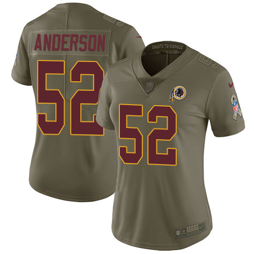 Washington Commanders #52 Ryan Anderson Olive Women's Stitched Limited 2017 Salute to Service Jersey Womens
