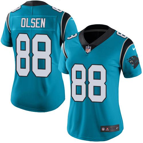 Carolina Panthers #88 Greg Olsen Blue Alternate Women's Stitched Vapor Untouchable Limited Jersey Womens