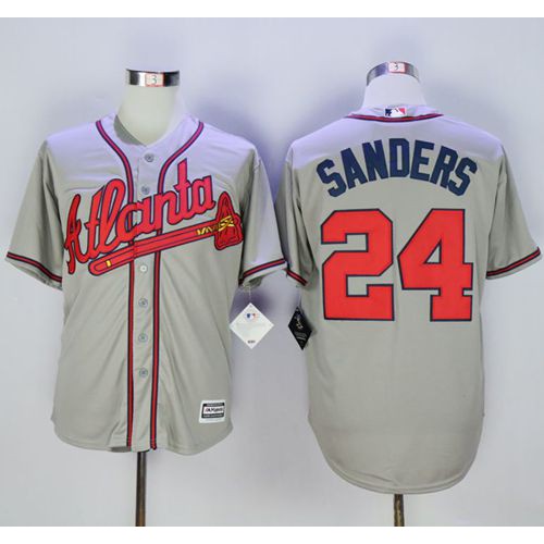 Atlanta Braves #24 Deion Sanders Grey New Cool Base Stitched Jersey Men's