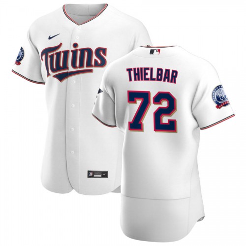 Minnesota Minnesota Twins #72 Caleb Thielbar Men's White Home 2020 60th Season Authentic Team Jersey Men's