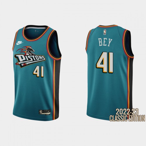 Detroit Detroit Pistons #41 Saddiq Bey Teal Mens 2022-23 Classic Edition Jersey Mens