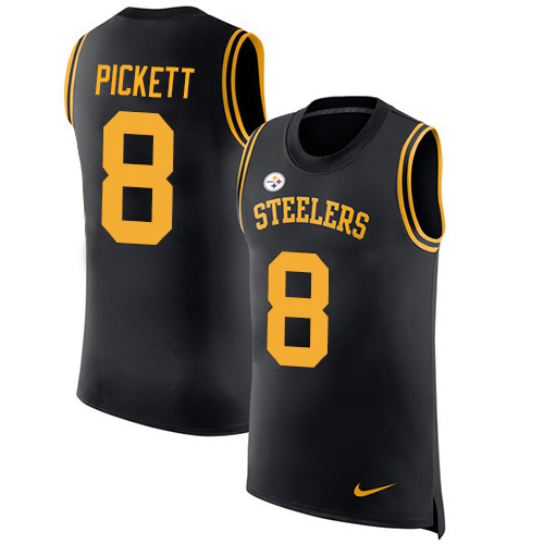 Steelers #8 Kenny Pickett Black Team Color Men's Stitched Limited Rush Tank Top Jersey