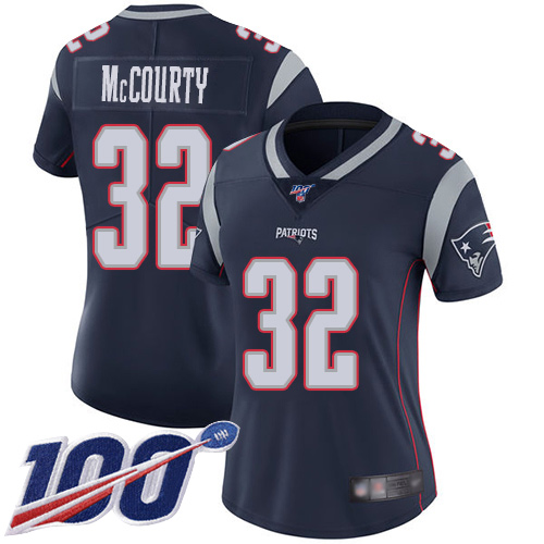 Patriots #32 Devin McCourty Navy Blue Team Color Women's Stitched 100th Season Vapor Limited Jersey