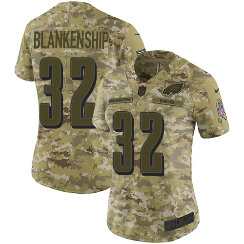 Eagles #32 Reed Blankenship Camo Women's Stitched Limited 2018 Salute To Service Jersey
