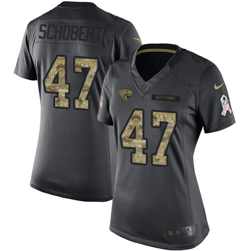 Jacksonville Jaguars #47 Joe Schobert Black Women's Stitched Limited 2016 Salute to Service Jersey Womens
