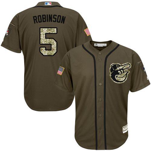 Baltimore Orioles #5 Brooks Robinson Green Salute to Service Stitched Jersey Men's
