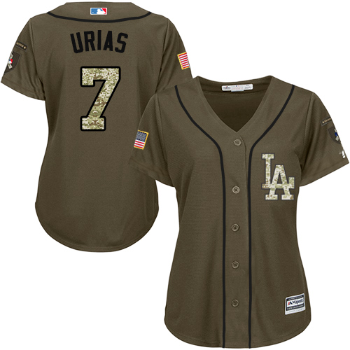 Los Angeles Dodgers #7 Julio Urias Green Salute to Service Women's Stitched Jersey Womens