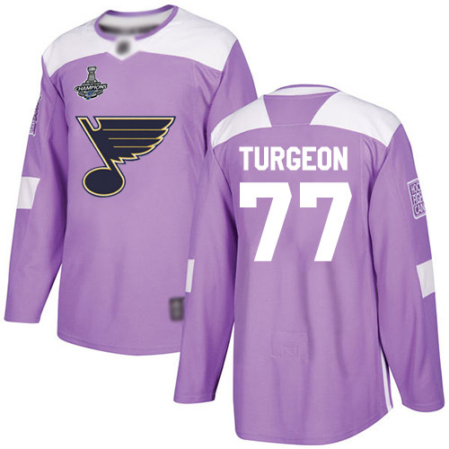 Adidas St. Louis Blues #77 Pierre Turgeon Purple Authentic Fights Cancer Stanley Cup Champions Stitched Jersey Men's