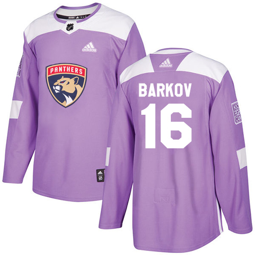 Adidas Florida Panthers #16 Aleksander Barkov Purple Authentic Fights Cancer Stitched Jersey Men's
