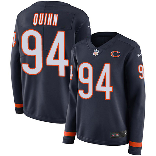 Chicago Bears #94 Robert Quinn Navy Blue Team Color Women's Stitched Limited Therma Long Sleeve Jersey Womens