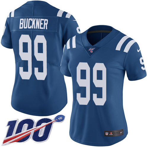 Indianapolis Colts #99 DeForest Buckner Royal Blue Team Color Women's Stitched 100th Season Vapor Untouchable Limited Jersey Womens