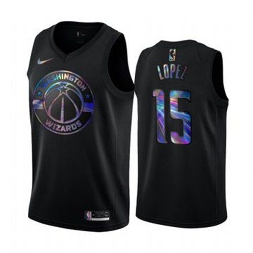 Washington Wizards #15 Robin Lopez Mens Iridescent Holographic Collection Jersey - Black Mens