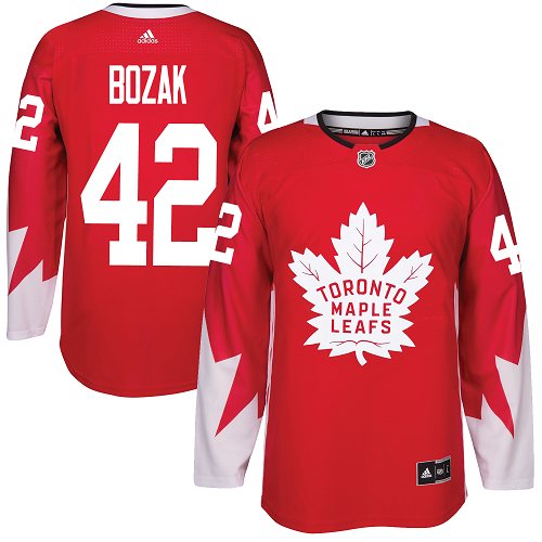 Adidas Maple Toronto Maple Leafs #42 Tyler Bozak Red Team Canada Authentic Stitched Jersey Men's