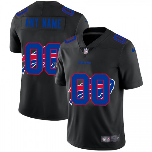 Buffalo Bills Custom Men's Team Logo Dual Overlap Limited Jersey Black