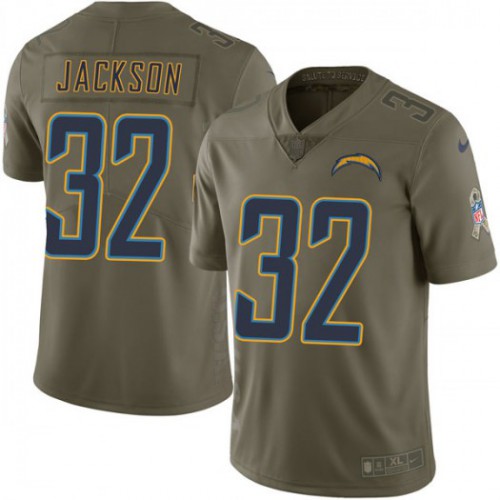 Los Angeles Chargers #32 Justin Jackson Olive Men's Stitched Limited 2017 Salute To Service Jersey Men's